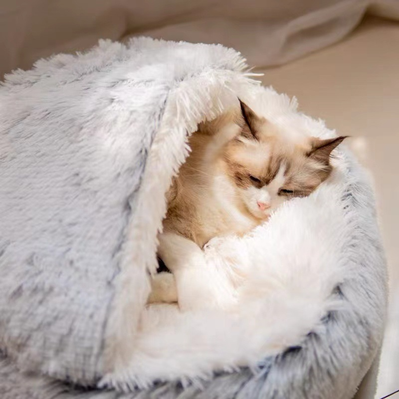 Cozy Nest Semi-Closed Pet Bed – For Cats & Small Dogs