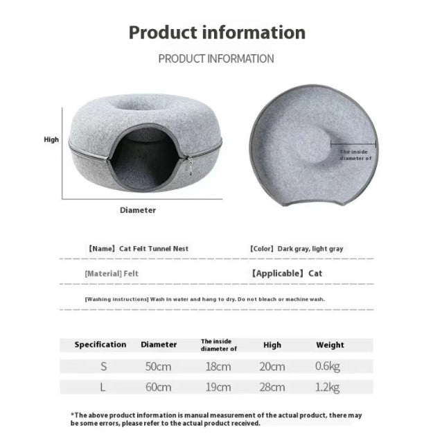 Round Cat Tunnel Bed – 2-in-1 Play & Rest for Cats