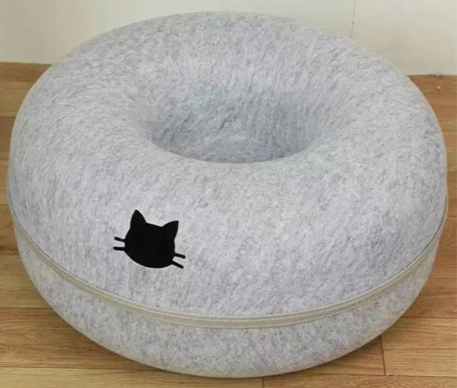 Round Cat Tunnel Bed – 2-in-1 Play & Rest for Cats
