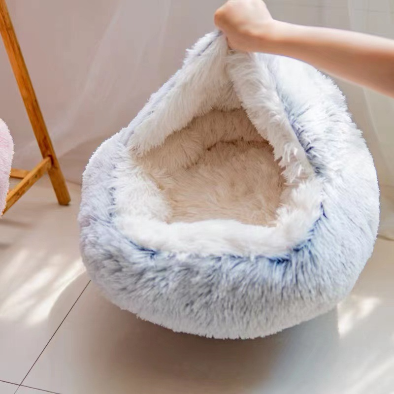 Cozy Nest Semi-Closed Pet Bed – For Cats & Small Dogs