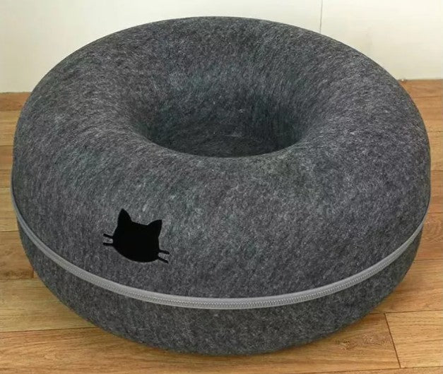 Round Cat Tunnel Bed – 2-in-1 Play & Rest for Cats
